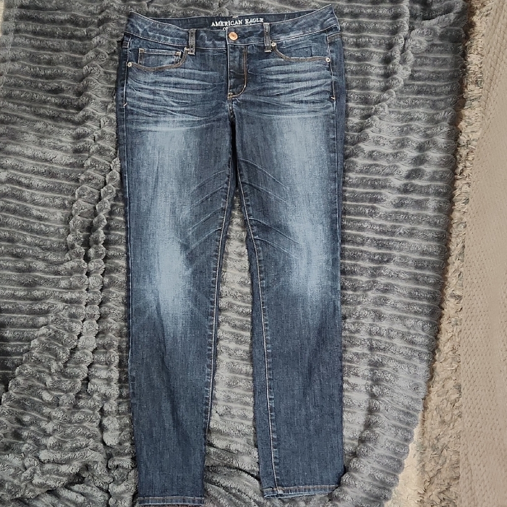 American Eagle Outfitters Women's Dark Blue Skinny Jeans